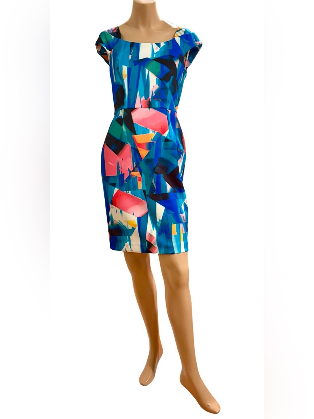 SAIPH Italian Boutique NWT Abstract Print Sheath Dress Multicoloured S/P